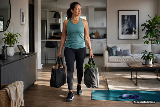 Adult building carrying strength for everyday independent living
