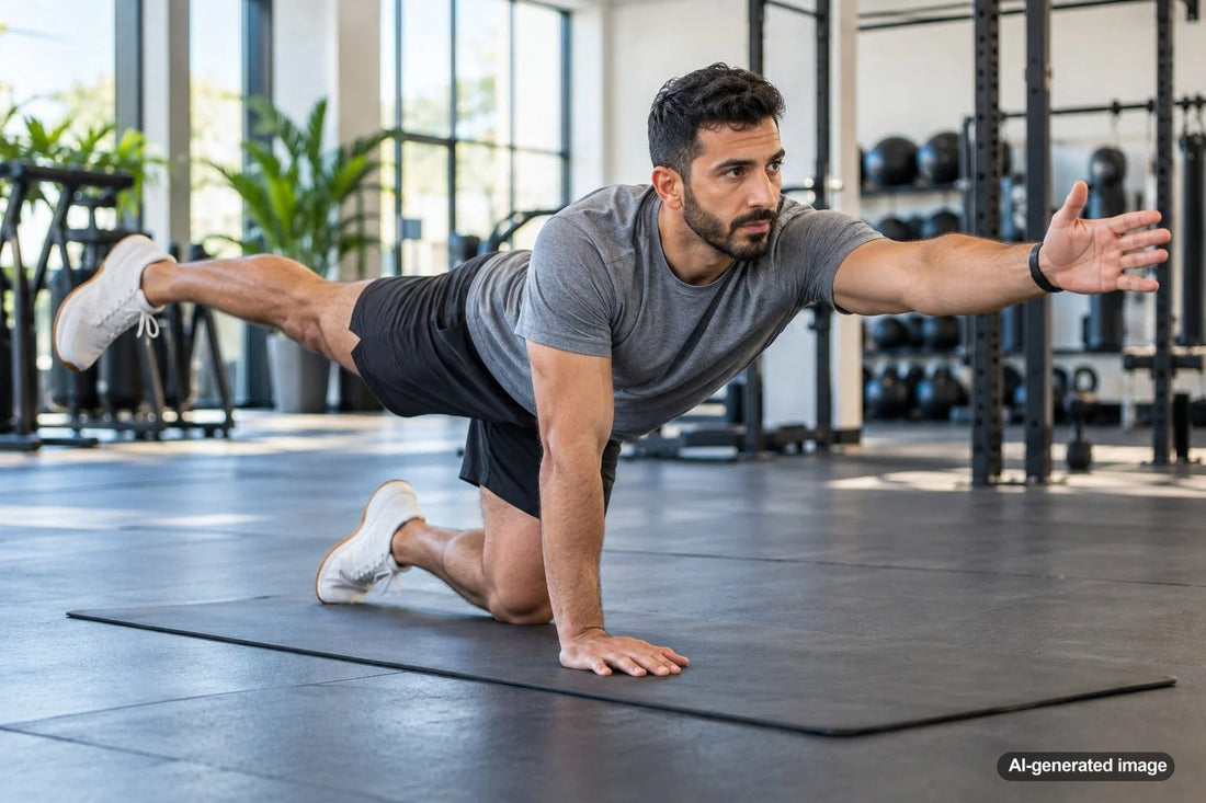 Adult practicing controlled mobility during a fitness session