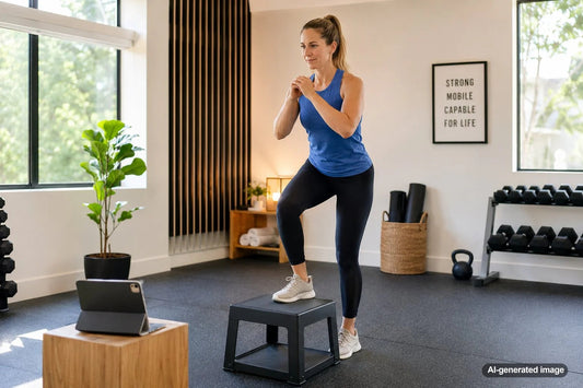 Adult athlete training side hip strength for walking, stairs, and sports
