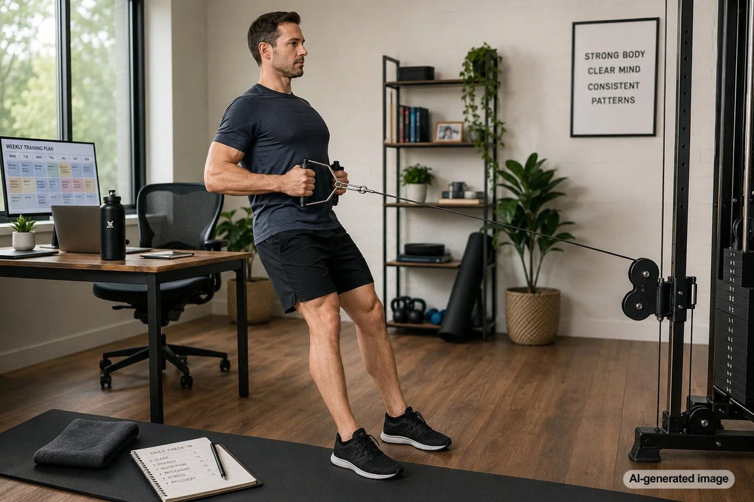 Coach reviewing long-term workout patterns and training progress
