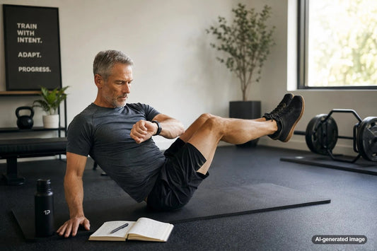 Adult assessing workout readiness before following a training calendar