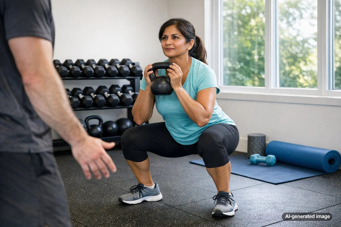Older adult strength training in a gym setting