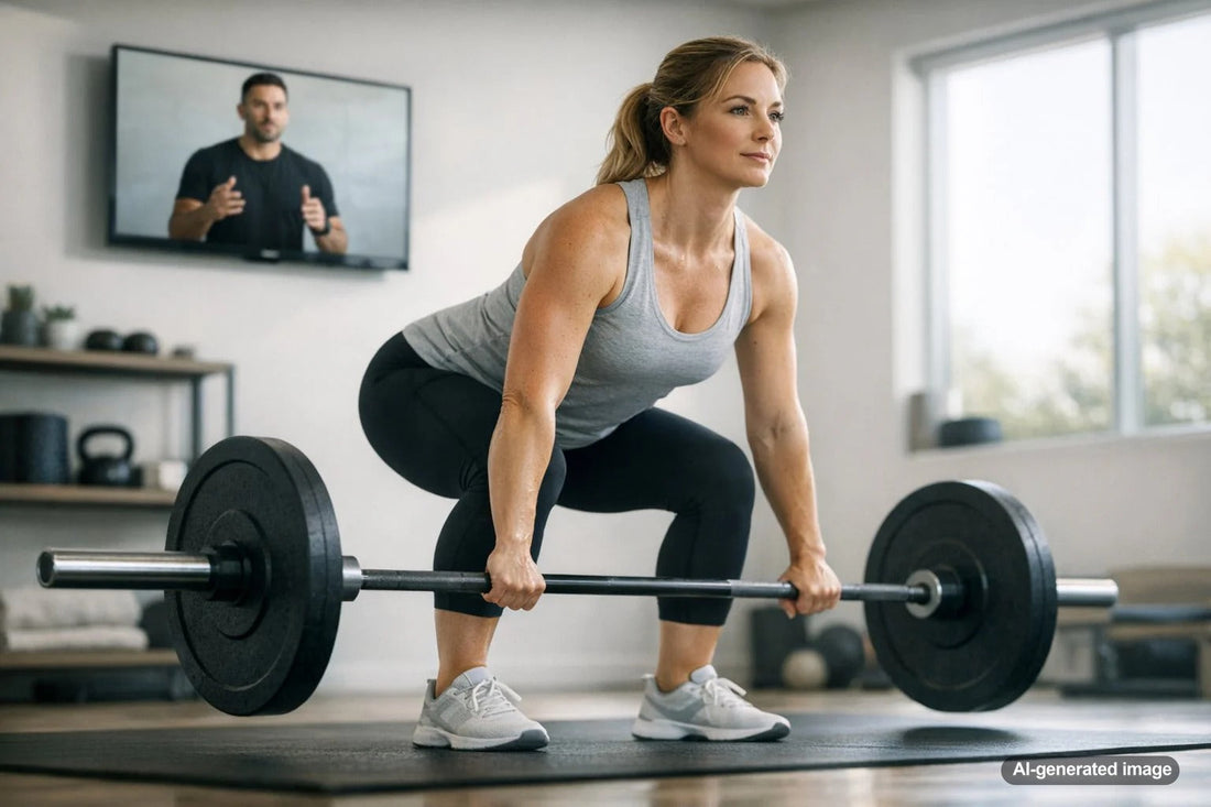 Adult performing strength training exercise for longevity and health