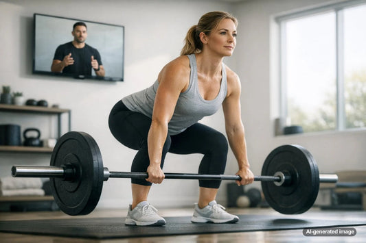Adult performing strength training exercise for longevity and health