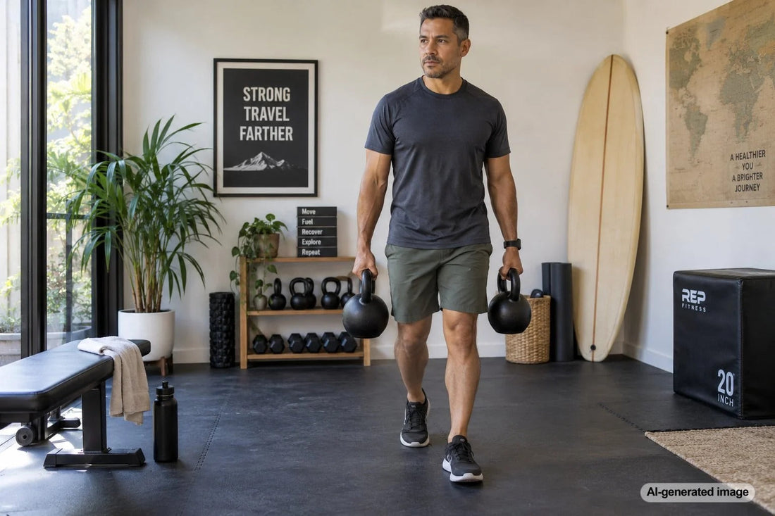 Traveler staying active while balancing movement, energy, and recovery during a trip