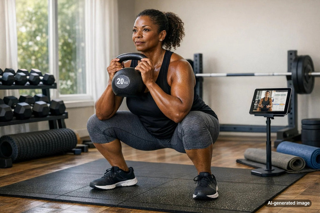 Woman over 50 strength training with weights