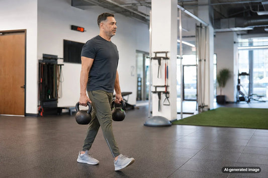 Adult performing strength exercises to support a stronger and steadier walking gait
