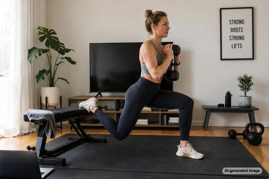 Adult practicing controlled pelvic positioning during strength training