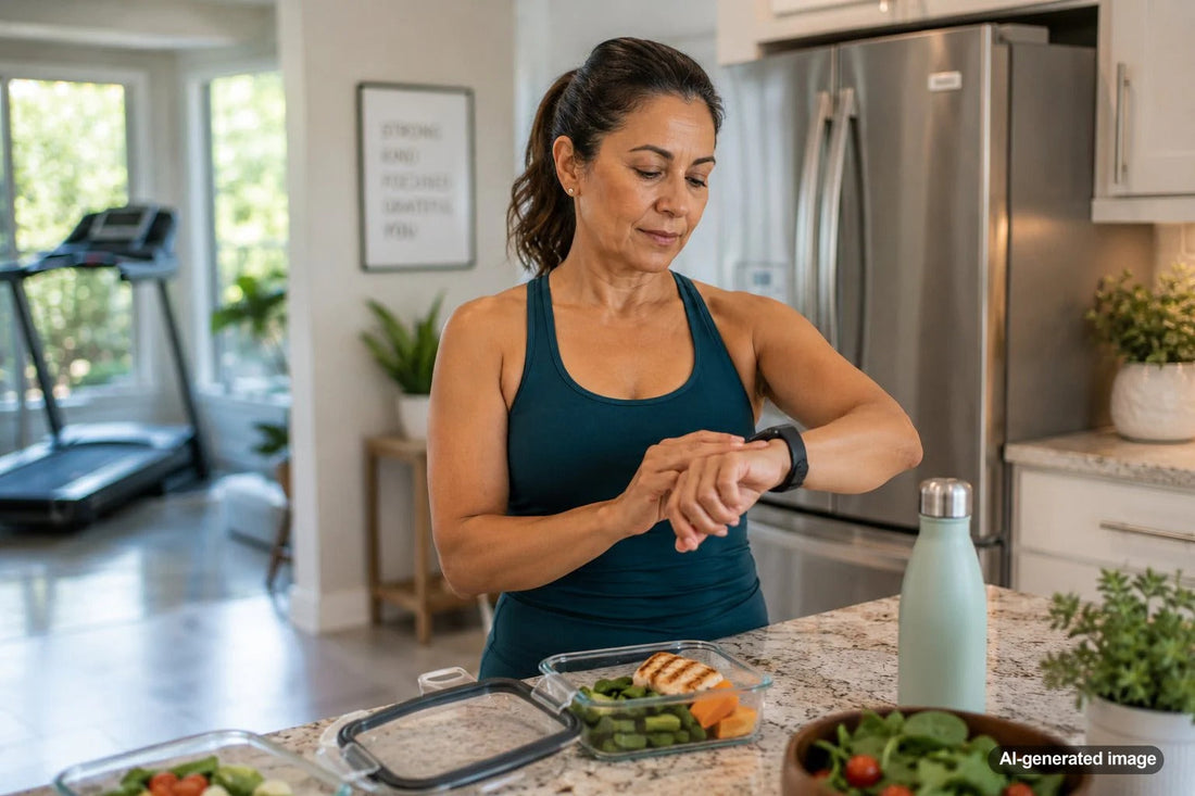 Adult checking resting heart rate as part of a fitness and recovery routine